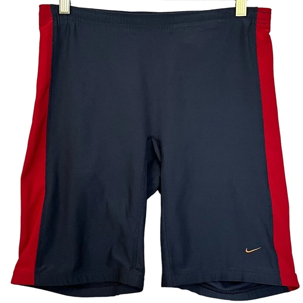 Nike Mens Active Workout Shorts XL Gray Orange Stretch Exercise Gym Training
